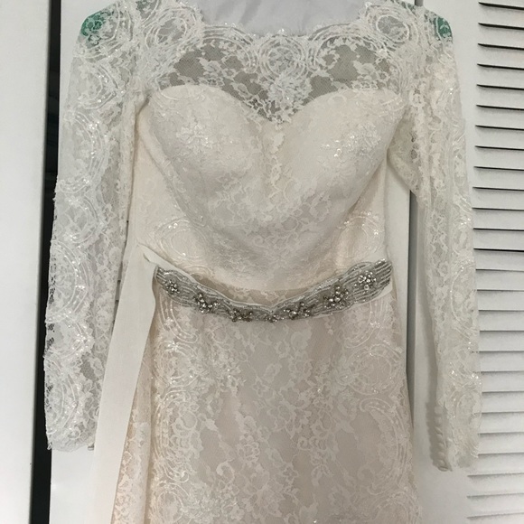 Lace long sleeve wedding dress. Never altered. - Picture 3 of 8